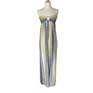 Alexis Metallic Zigzag Strapless Maxi Dress Ring Hardware Miami Resort‎ Glam S